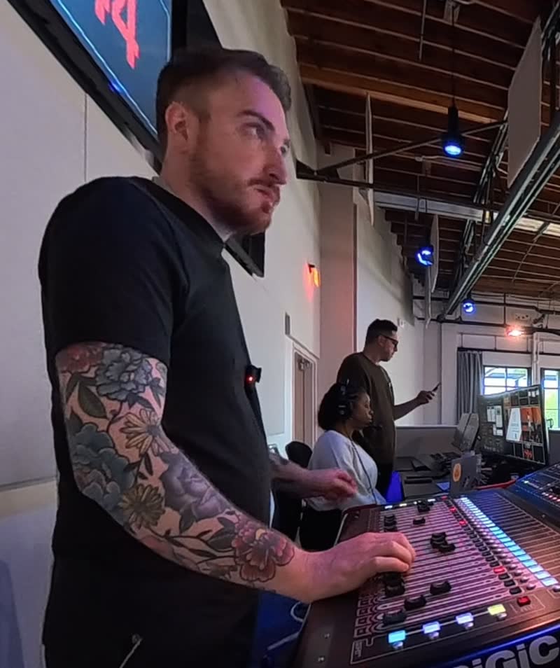 JJ Smith at a DiGiCo console at front of house